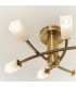 Havana 6 Light Semi Flush Multi Arm Ceiling Light Antique Brass Glass-4
