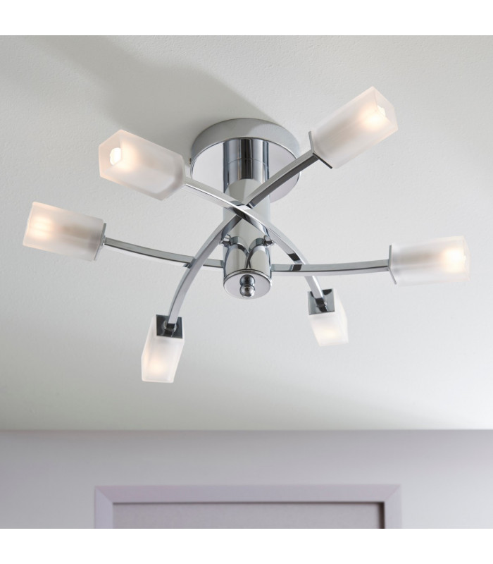 Havana 6 Light Semi Flush Multi Arm Ceiling Light Chrome-1