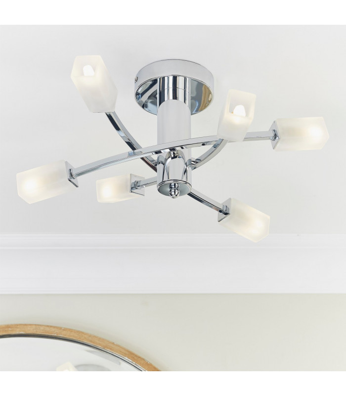 Havana 6 Light Semi Flush Multi Arm Ceiling Light Chrome-2