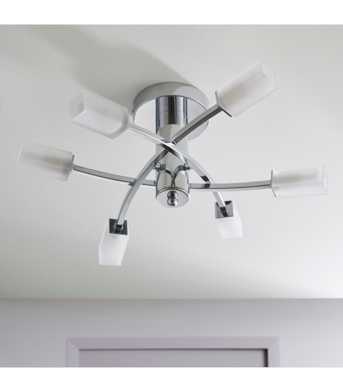 Havana 6 Light Semi Flush Multi Arm Ceiling Light Chrome-6