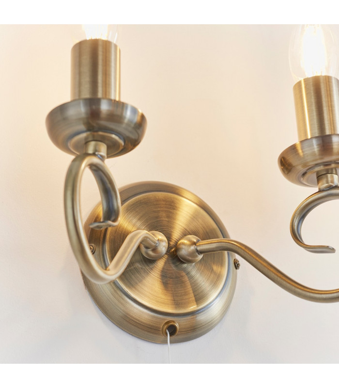 Trafford 2 Light Indoor Candle Wall Light Antique Brass-5