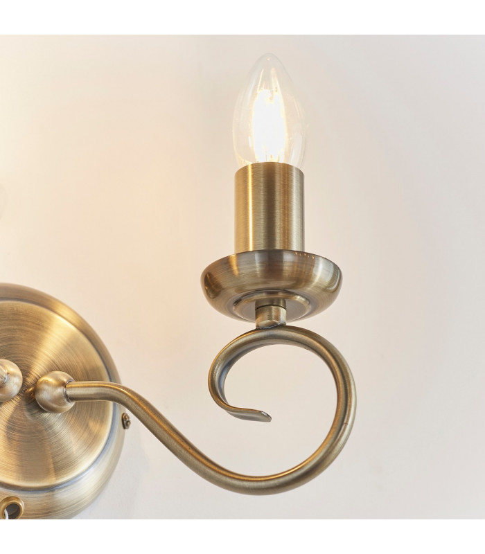 Trafford 2 Light Indoor Candle Wall Light Antique Brass-6