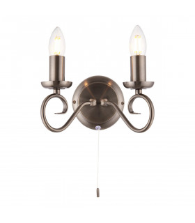 Trafford 2 Light Indoor Candle Wall Light Antique Silver