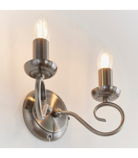 Trafford 2 Light Indoor Candle Wall Light Antique Silver-1