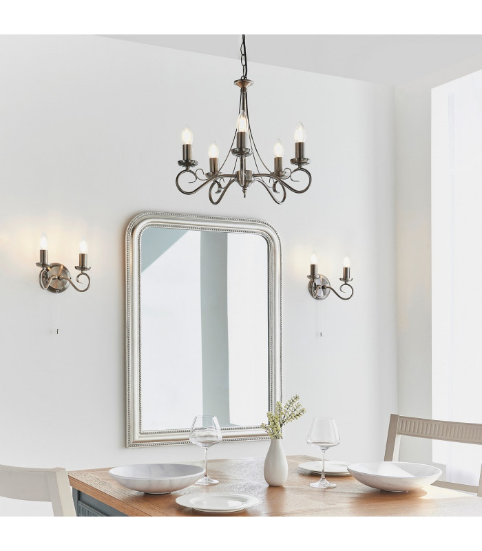 Trafford 2 Light Indoor Candle Wall Light Antique Silver-2