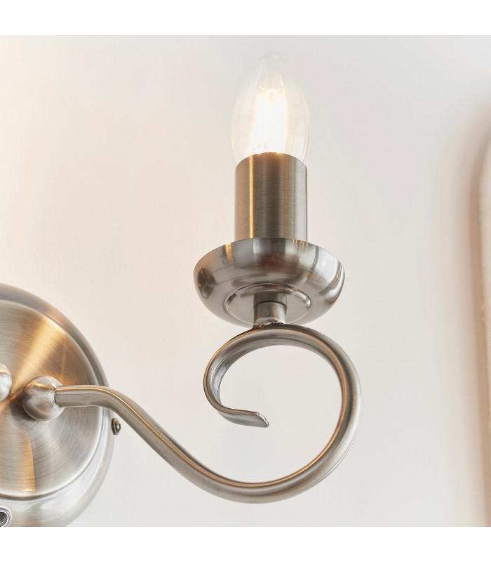 Trafford 2 Light Indoor Candle Wall Light Antique Silver-4