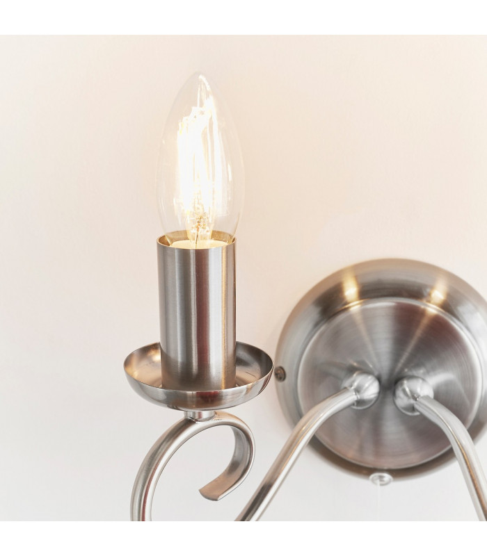 Trafford 2 Light Indoor Candle Wall Light Antique Silver-5