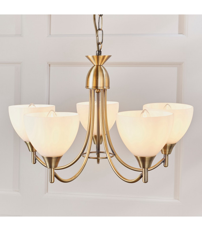 Alton 5 Light Multi Arm Ceiling Pendant Antique Brass-1