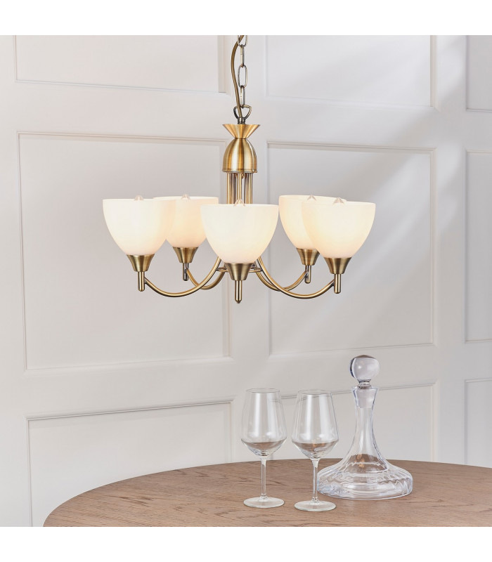 Alton 5 Light Multi Arm Ceiling Pendant Antique Brass-2