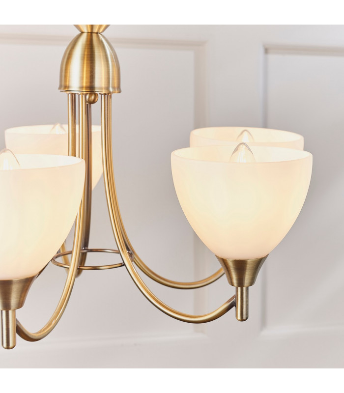Alton 5 Light Multi Arm Ceiling Pendant Antique Brass-3