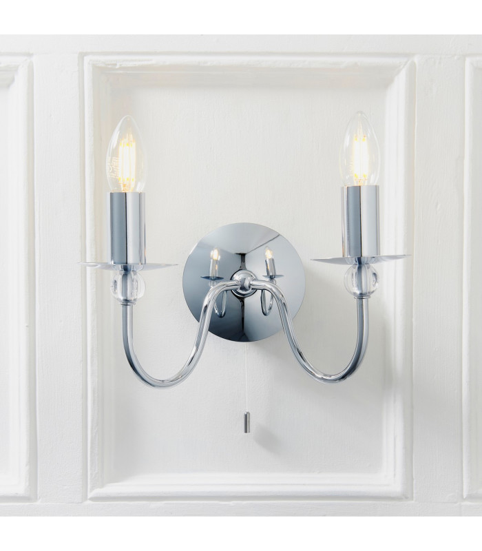 Parkstone 1 Light Indoor Candle Wall Light Chrome-2