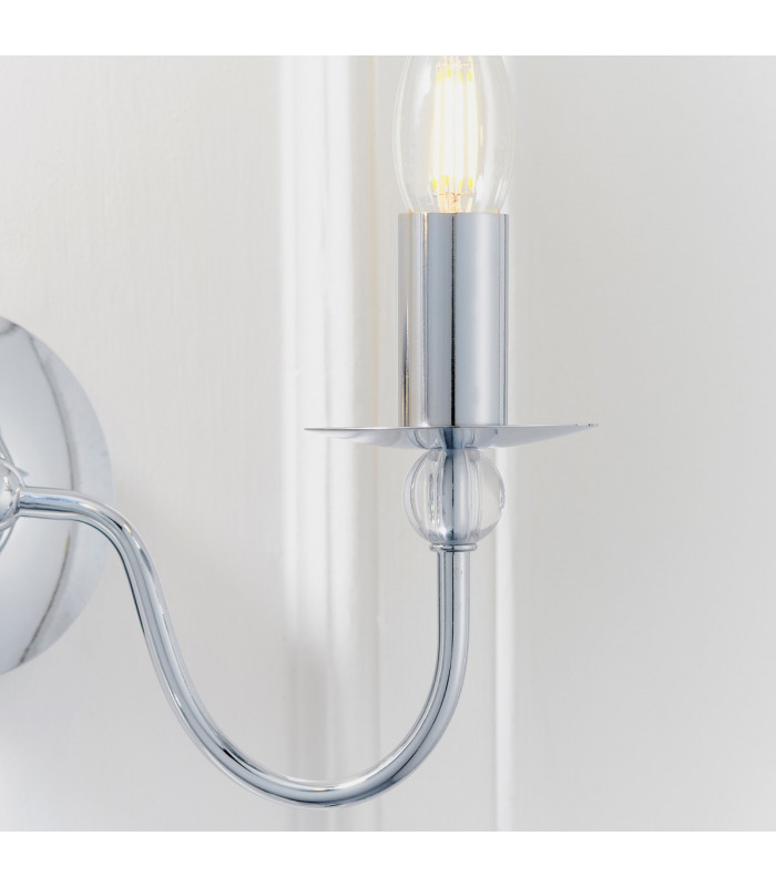 Parkstone 1 Light Indoor Candle Wall Light Chrome-5