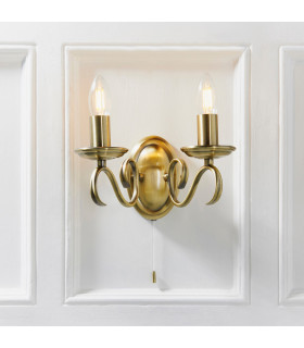 Bernice 2 Light Indoor Candle Wall Light Antique Brass-1