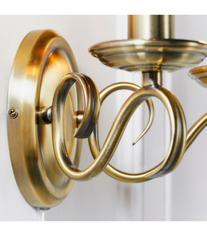 Bernice 2 Light Indoor Candle Wall Light Antique Brass-4
