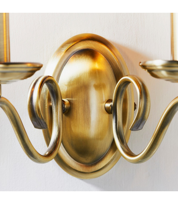 Bernice 2 Light Indoor Candle Wall Light Antique Brass-5