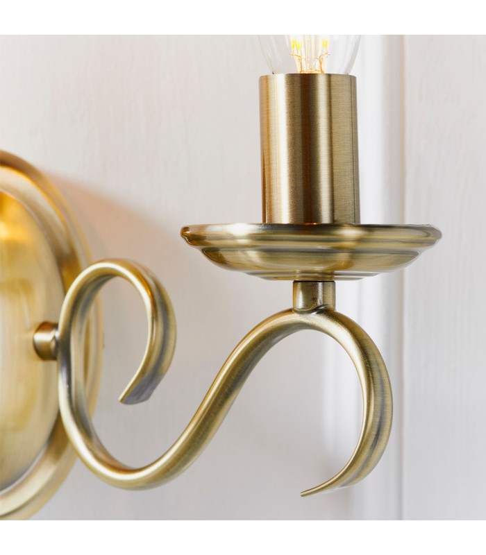 Bernice 2 Light Indoor Candle Wall Light Antique Brass-6