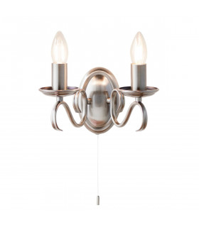 Bernice 2 Light Indoor Candle Wall Light Antique Silver