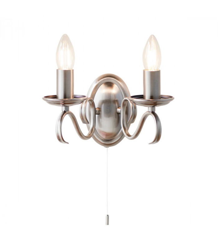 Bernice 2 Light Indoor Candle Wall Light Antique Silver