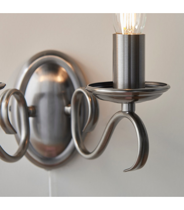 Bernice 2 Light Indoor Candle Wall Light Antique Silver-6