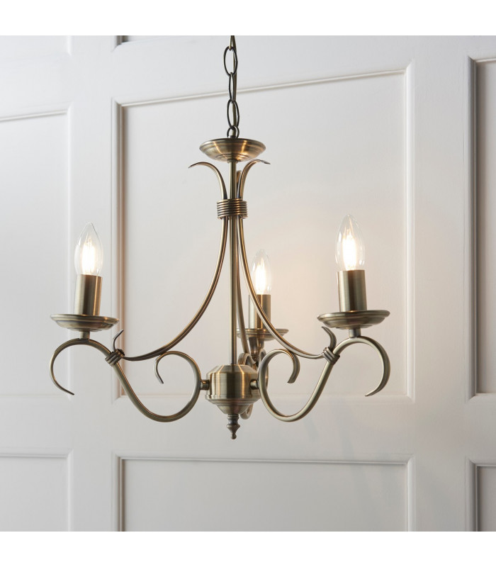Bernice 3 Light Multi Arm Ceiling Pendant Antique Brass-1