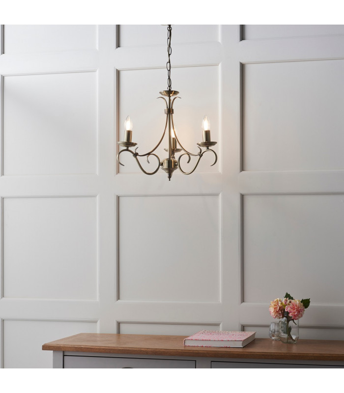 Bernice 3 Light Multi Arm Ceiling Pendant Antique Brass-4