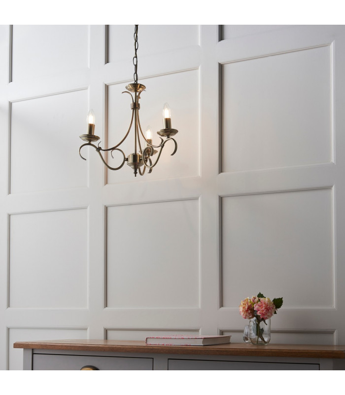 Bernice 3 Light Multi Arm Ceiling Pendant Antique Brass-5