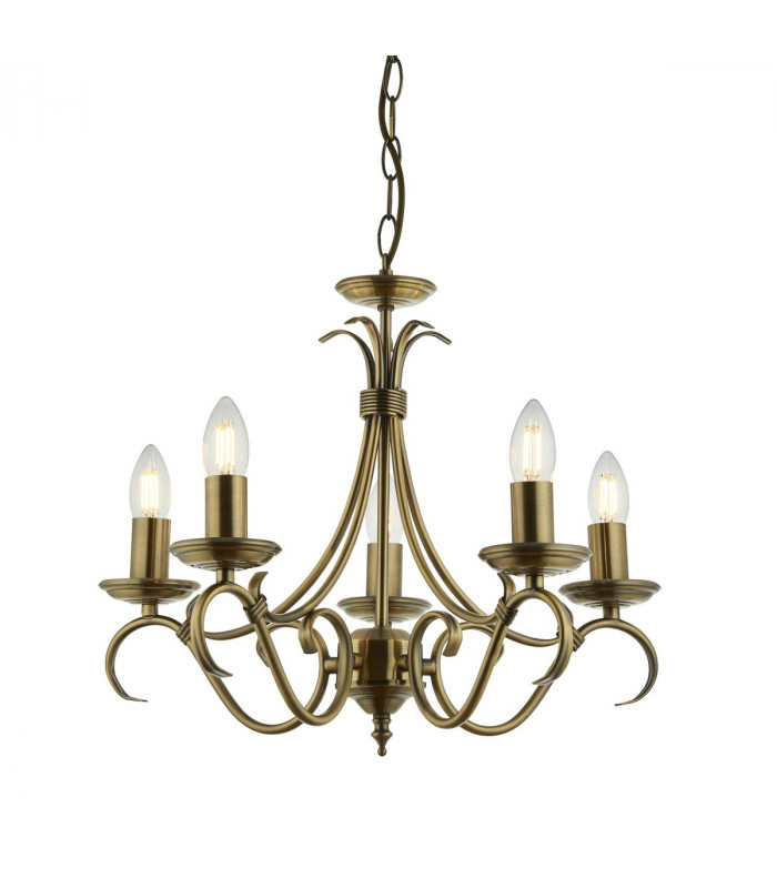 Bernice 5 Light Multi Arm Ceiling Pendant Antique Brass