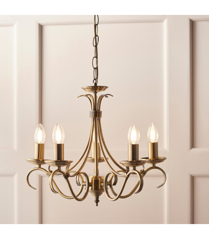 Bernice 5 Light Multi Arm Ceiling Pendant Antique Brass-1