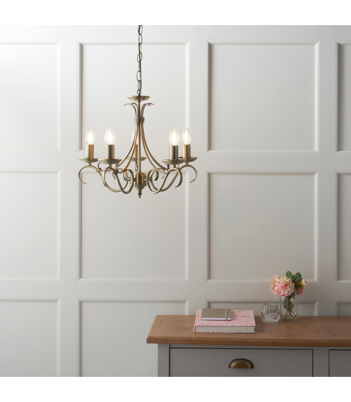 Bernice 5 Light Multi Arm Ceiling Pendant Antique Brass-2