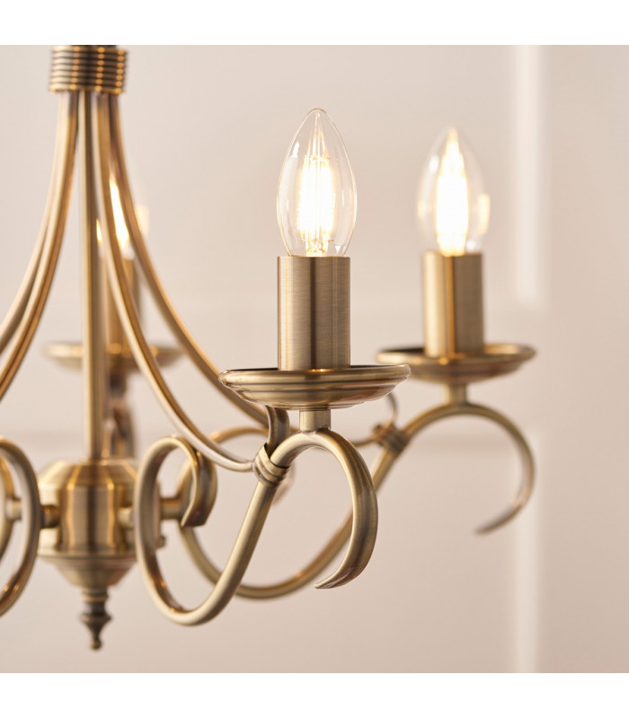 Bernice 5 Light Multi Arm Ceiling Pendant Antique Brass-4