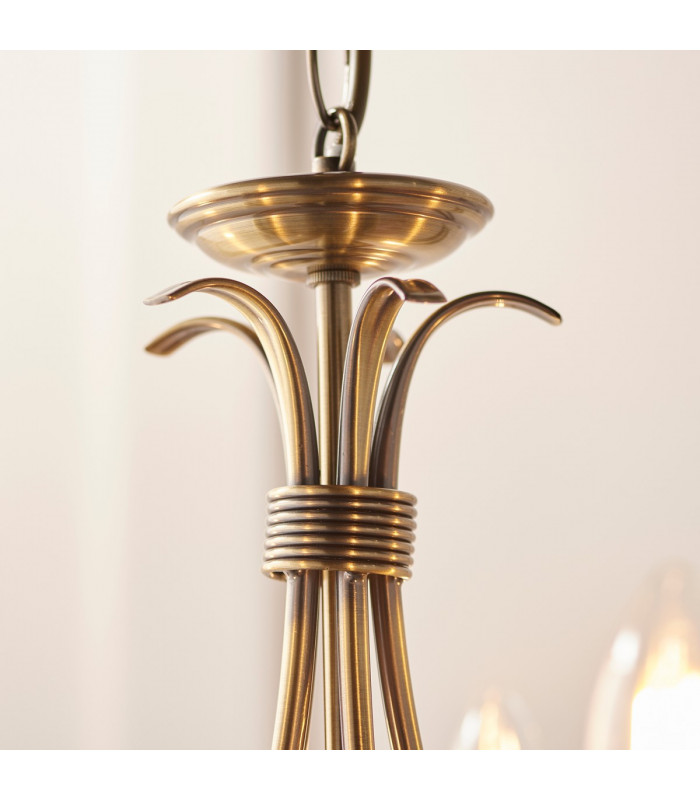 Bernice 5 Light Multi Arm Ceiling Pendant Antique Brass-6