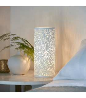 Secret Garden Floral Leaves Design Table Lamp Matt Ivory Paint-1