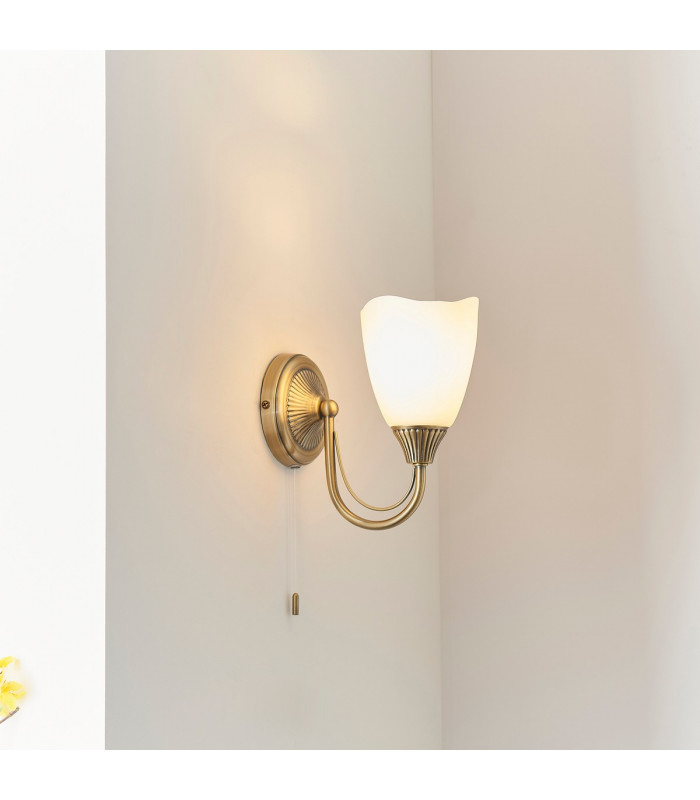 Haughton 1 Light Wall Light Antique Brass-1