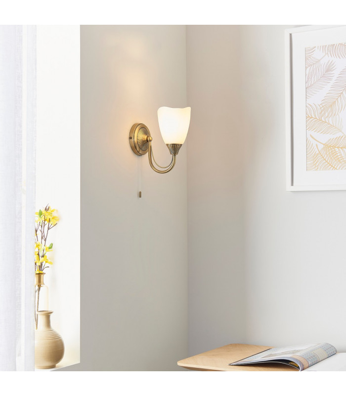 Haughton 1 Light Wall Light Antique Brass-2