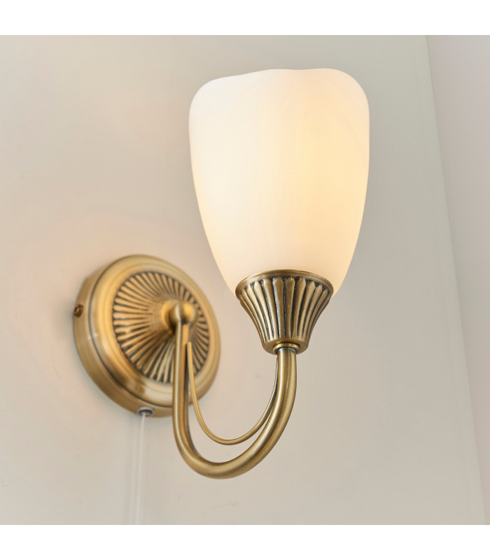 Haughton 1 Light Wall Light Antique Brass-3
