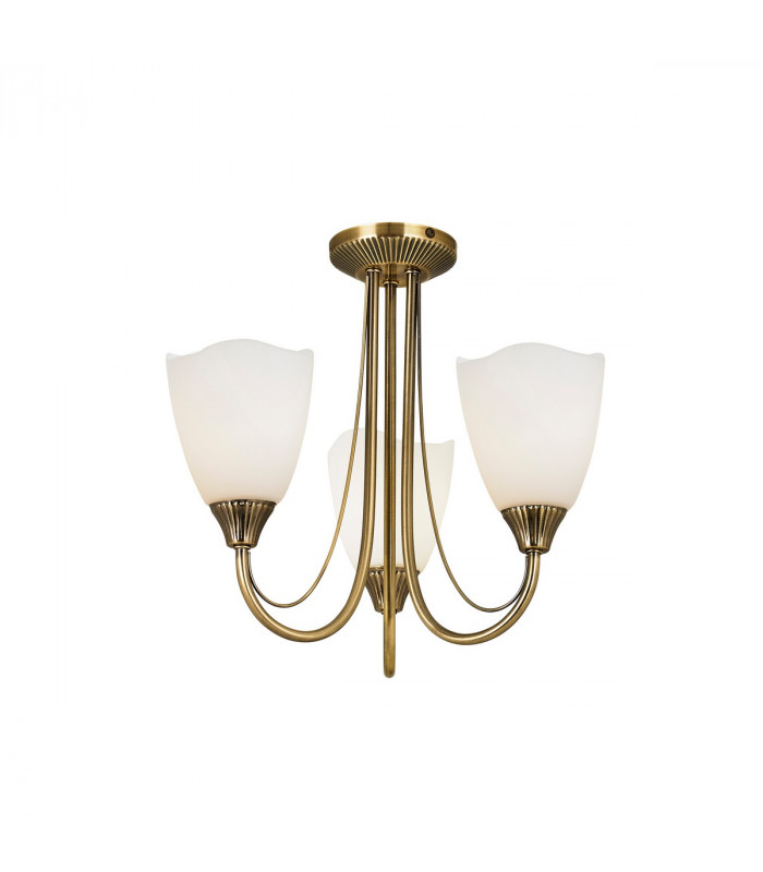 Haughton 3 Light Semi Flush Multi Arm Ceiling Light Antique Brass