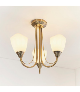 Haughton 3 Light Semi Flush Multi Arm Ceiling Light Antique Brass-1