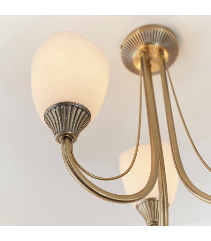 Haughton 3 Light Semi Flush Multi Arm Ceiling Light Antique Brass-4