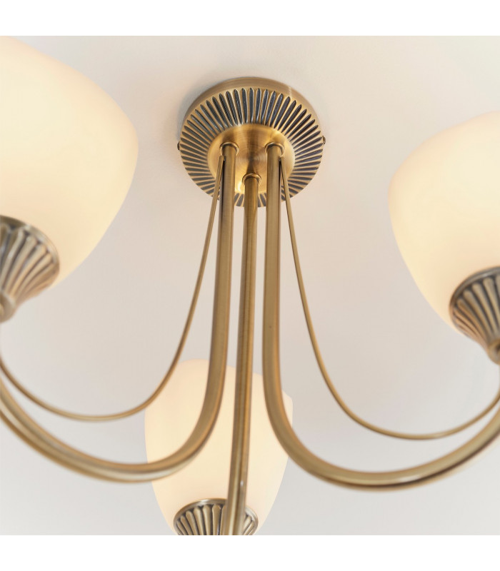 Haughton 3 Light Semi Flush Multi Arm Ceiling Light Antique Brass-5