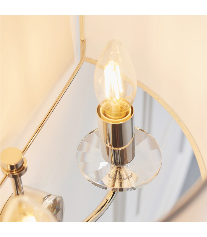 Nixon 2 Light Indoor Candle Wall Light Nickel Plate, White Faux Silk, E14