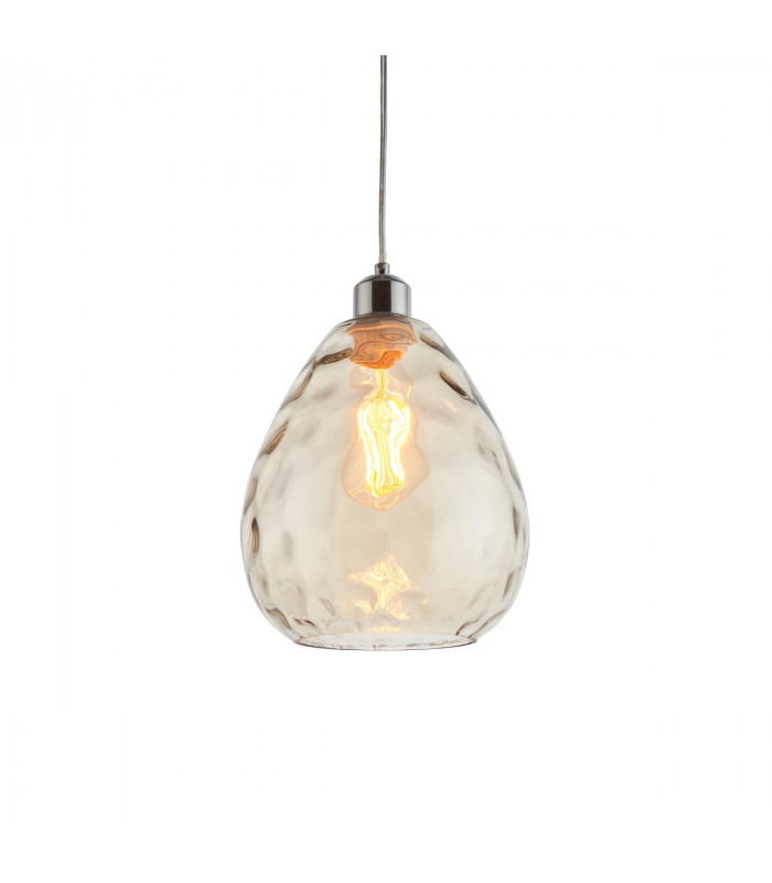 Eileen Ceiling Pendant Light Cognac Rippled Glass