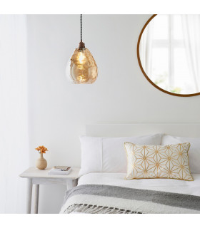 Eileen Ceiling Pendant Light Cognac Rippled Glass-1