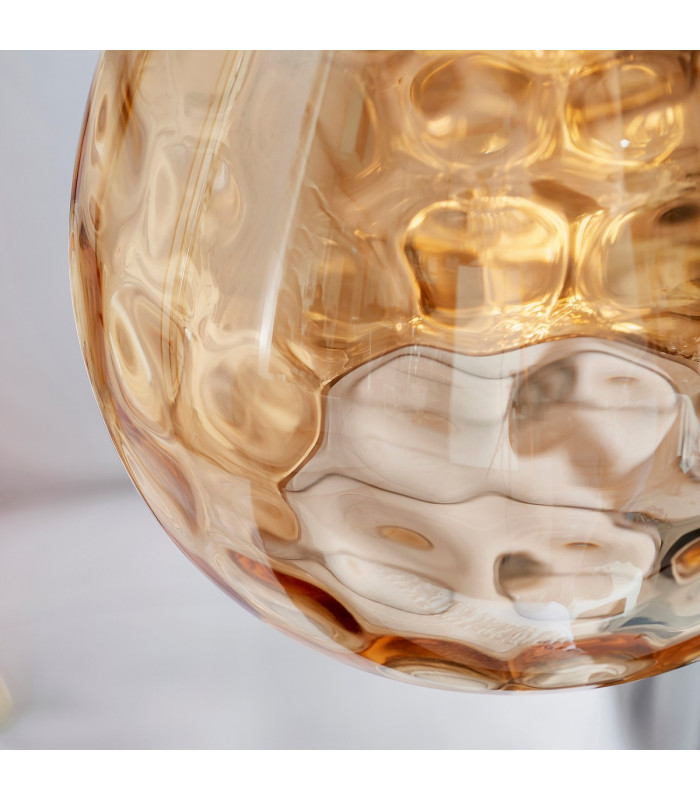Eileen Ceiling Pendant Light Cognac Rippled Glass-4