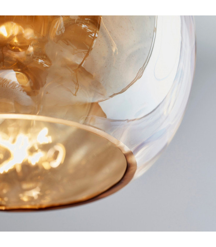 Eileen Ceiling Pendant Light Cognac Rippled Glass-6