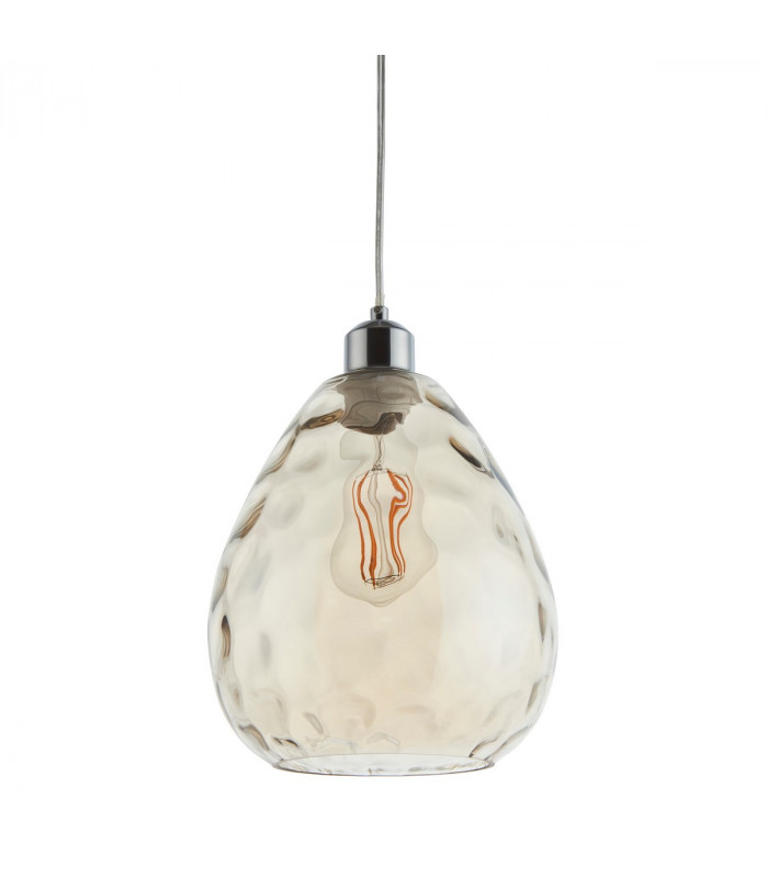 Eileen Ceiling Pendant Light Cognac Rippled Glass, E27