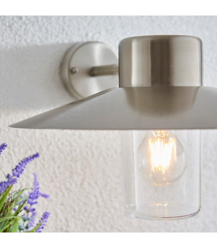 Fenwick 1 Light Outdoor Dome Wall Light Clear Glass-2