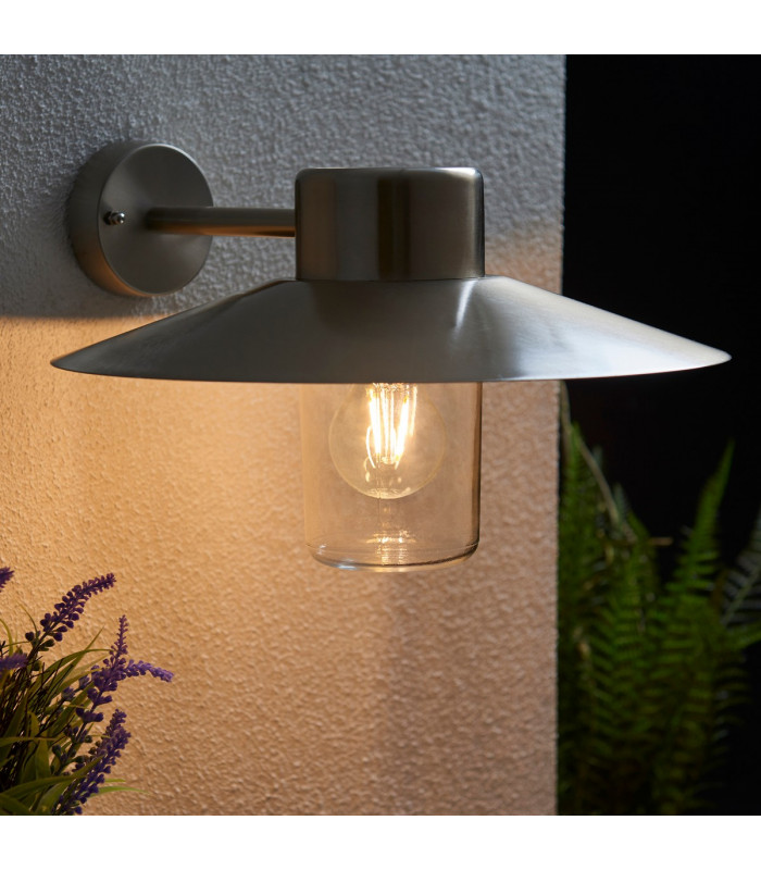 Fenwick 1 Light Outdoor Dome Wall Light Clear Glass-3