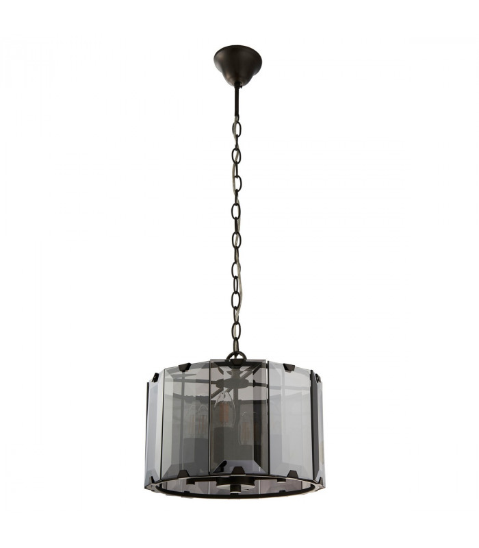 Clooney 4 Light Ceiling Pendant Slate Grey Gloss Paint, Smoke Cut Glass, E14