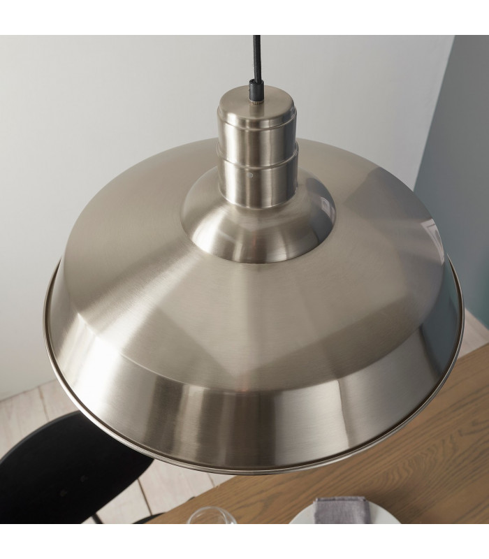 Moore 1 Light Dome Ceiling Pendant Gloss Nickel Plate-2