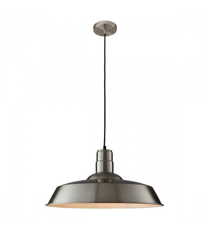 Moore 1 Light Dome Ceiling Pendant Gloss Nickel Plate, E27